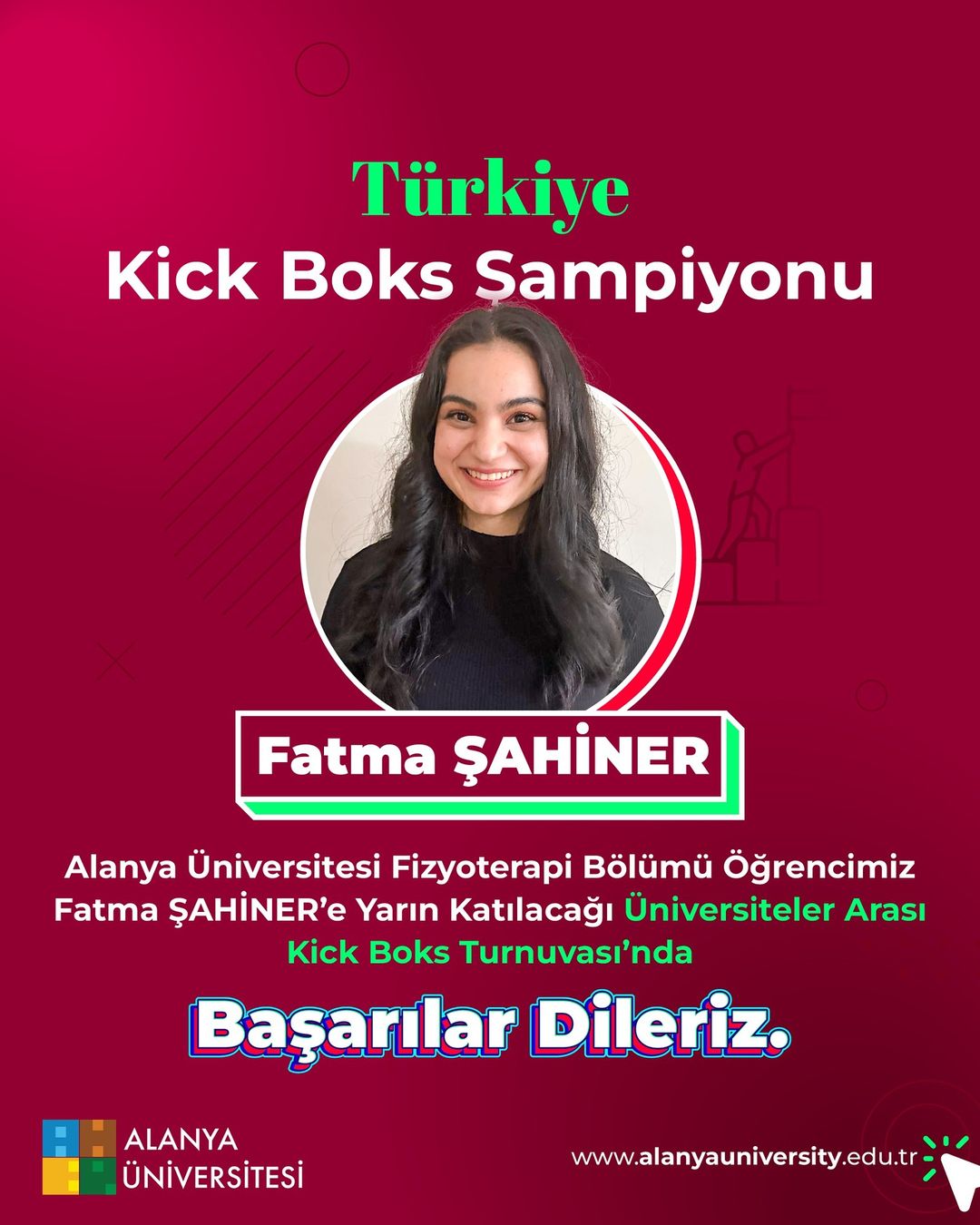 Alanya Üniversitesi Fizyoterapi Öğrencisi Fatma Şahiner, Üniversitelerarası Kick Boks Turnuvası'na hazırlanıyor!