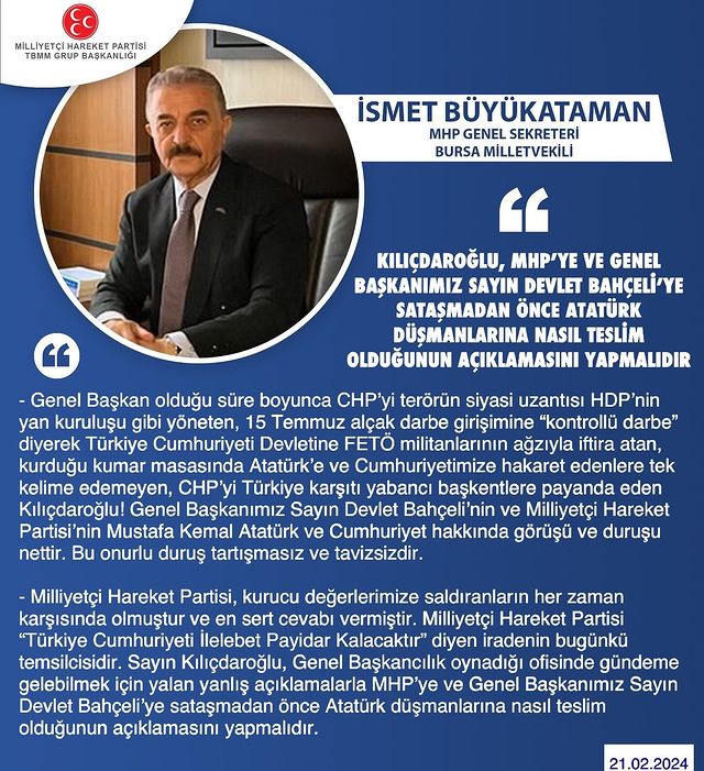 MHP Genel Sekreteri, Kılıçdaroğlu'nun eleştirilerini reddetti
